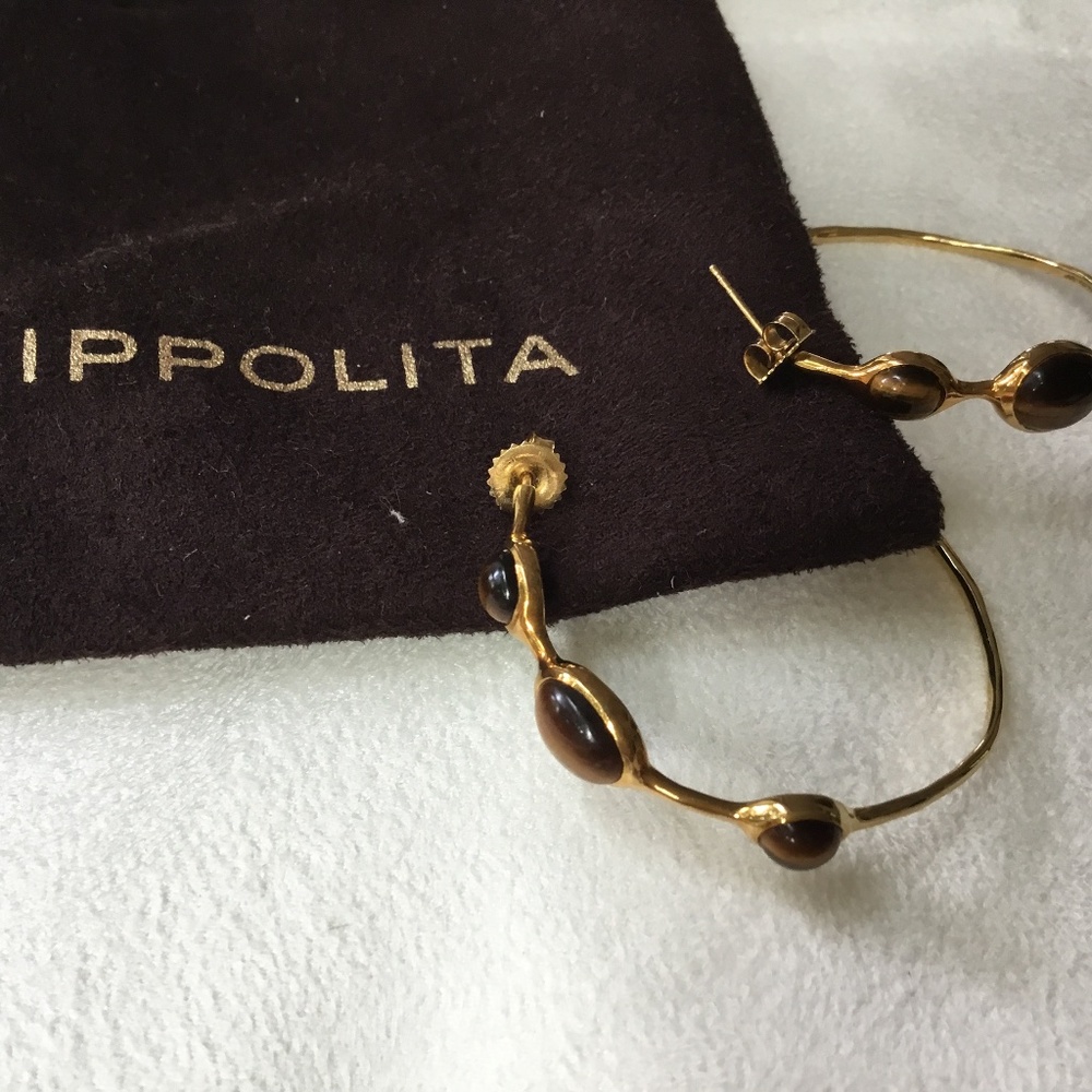 Ippolita 18k Yellow Gold Tigers Eye Hoops